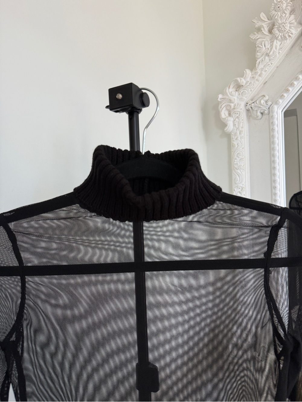 Zara Black Sheer Mesh Turtleneck Long-Sleeve Top - Picture 2 of 13